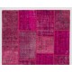 Handmade Patchwork Rug Made from Over-Dyed Vintage Carpets Handmade Patchwork Rug Made from Over-Dyed Vintage Carpets