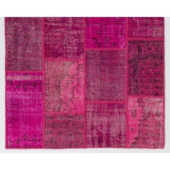 Handmade Patchwork Rug Made from Over-Dyed Vintage Carpets Handmade Patchwork Rug Made from Over-Dyed Vintage Carpets
