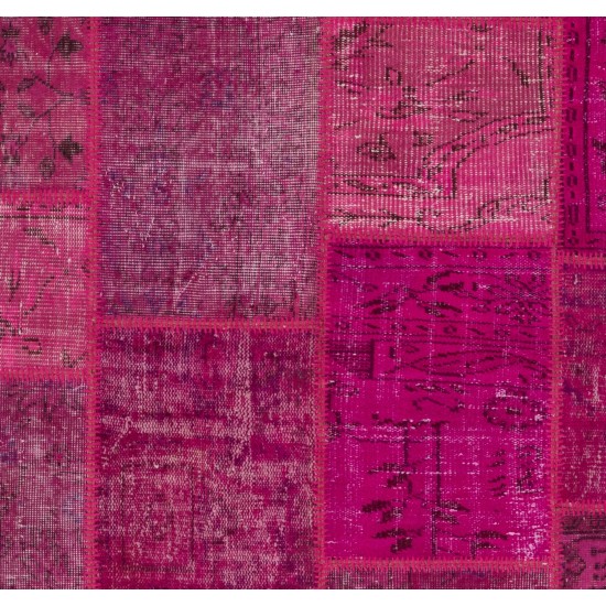 Handmade Patchwork Rug Made from Over-Dyed Vintage Carpets Handmade Patchwork Rug Made from Over-Dyed Vintage Carpets