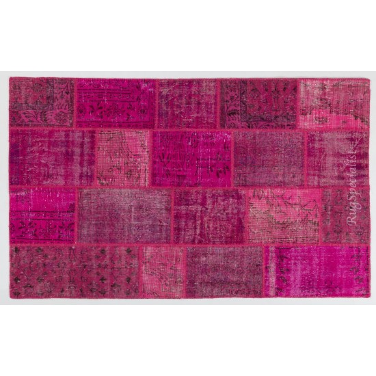 Handmade Patchwork Rug Made from Over-Dyed Vintage Carpets Handmade Patchwork Rug Made from Over-Dyed Vintage Carpets