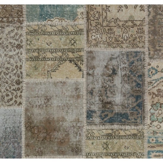 Handmade Patchwork Rug Made from Over-Dyed Vintage Carpets, CUSTOM OPTIONS Av.