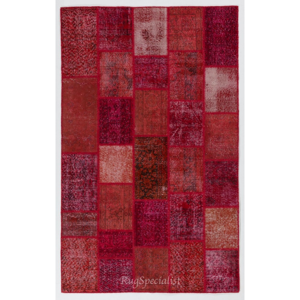 Handmade Patchwork Rug Made from Over-Dyed Vintage Carpets, CUSTOM OPTIONS Av.