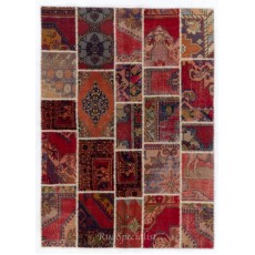 Handmade Patchwork Rug, Central Anatolian Oriental Carpet, Modern Floor Covering
