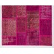 Pink Handmade Patchwork Rug Made from Over-Dyed Vintage Carpets