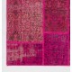 Hand-Knotted Pink Patchwork Rug for Living Room, Bedroom and Dining Room | Modern Overdyed Turkish Wool Carpet Hand-Knotted Pink Patchwork Rug for Living Room, Bedroom and Dining Room | Modern Overdyed Turkish Wool Carpet