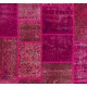 Pink Handmade Patchwork Rug Made from Over-Dyed Vintage Carpets