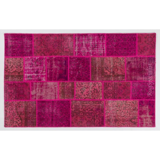 Handmade Patchwork Rug Made from Over-Dyed Vintage Carpets, CUSTOM OPTIONS Av.