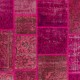 Hand-Knotted Pink Patchwork Rug for Living Room, Bedroom and Dining Room | Modern Overdyed Turkish Wool Carpet Hand-Knotted Pink Patchwork Rug for Living Room, Bedroom and Dining Room | Modern Overdyed Turkish Wool Carpet