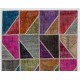 Modern Look Colorful Area Rug. Handmade Patchwork Rug Made from Over-Dyed Vintage Carpets. Home Decoration Floor Covering