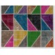 Modern Look Colorful Area Rug. Handmade Patchwork Rug Made from Over-Dyed Vintage Carpets. Home Decoration Floor Covering