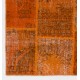 Handmade Orange Patchwork Rug for Living Room, Bedroom and Dining Room | Modern Overdyed Turkish Wool Carpet Handmade Orange Patchwork Rug for Living Room, Bedroom and Dining Room | Modern Overdyed Turkish Wool Carpet