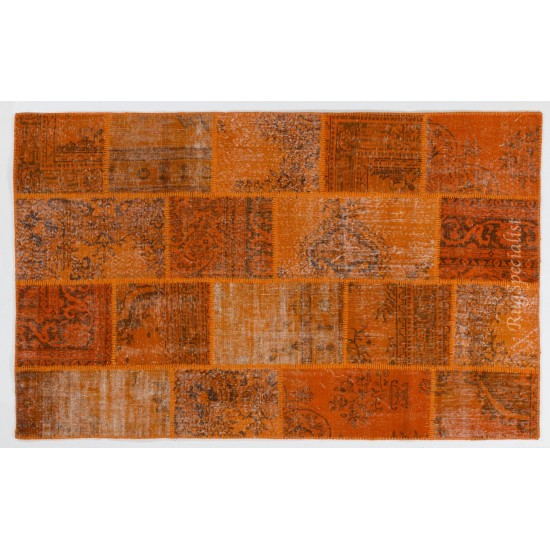 Handmade Patchwork Rug Made from Over-Dyed Vintage Carpets, CUSTOM OPTIONS Av.