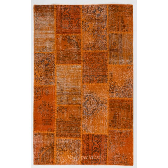 Handmade Patchwork Rug Made from Over-Dyed Vintage Carpets, CUSTOM OPTIONS Av.