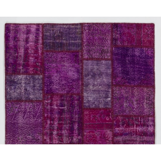 Handmade Patchwork Rug Made from Over-Dyed Vintage Carpets, CUSTOM OPTIONS Av.