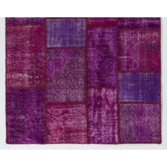 Handmade Patchwork Rug Made from Over-Dyed Vintage Carpets, CUSTOM OPTIONS Av.