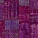 Handmade Purple Patchwork Rug for Living Room, Bedroom and Kitchen | Modern Overdyed Turkish Wool Carpet
