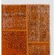 Handmade Orange Patchwork Rug for Living Room, Bedroom and Kitchen | Modern Overdyed Turkish Wool Carpet Handmade Orange Patchwork Rug for Living Room, Bedroom and Kitchen | Modern Overdyed Turkish Wool Carpet
