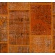 Custom Modern Handmade Patchwork Rug in Shades of Orange, Central Anatolian Carpet, Woolen Floor Covering