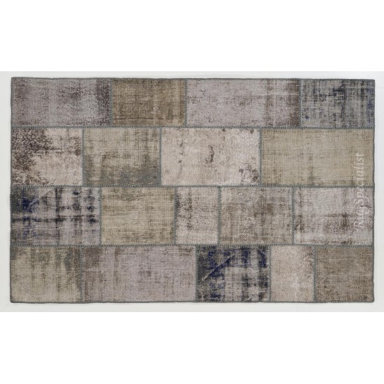 Handmade Patchwork Rug Made from Over-Dyed Vintage Carpets