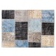 Hand-Knotted Patchwork Rug Made from Over-Dyed Vintage Carpets