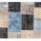 Hand-Knotted Patchwork Rug Made from Over-Dyed Vintage Carpets