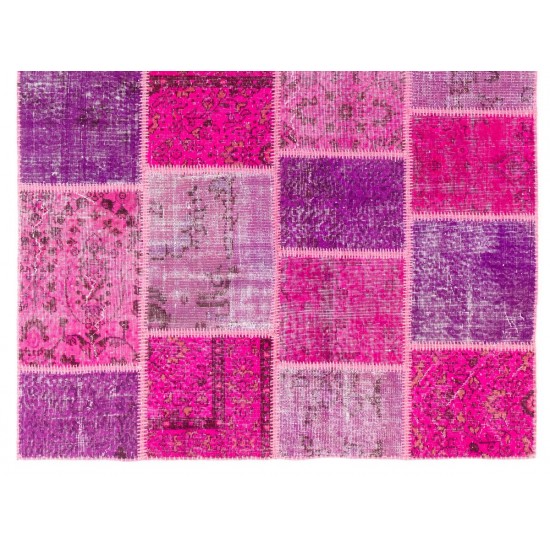 Handmade Patchwork Rug Made from Over-Dyed Vintage Carpets, CUSTOM OPTIONS Av. Handmade Patchwork Rug Made from Over-Dyed Vintage Carpets, CUSTOM OPTIONS Av.