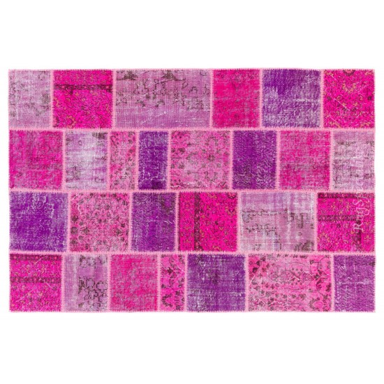 Handmade Patchwork Rug Made from Over-Dyed Vintage Carpets, CUSTOM OPTIONS Av.