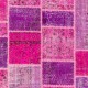 Hand-Knotted Pink and Purple Patchwork Rug for Living Room, Bedroom and Dining Room | Contemporary Overdyed Turkish Wool Carpet