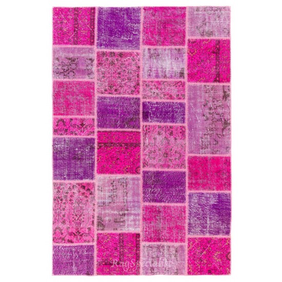 Handmade Patchwork Rug Made from Over-Dyed Vintage Carpets, CUSTOM OPTIONS Av.