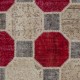 Geometric Octagon Pattern Red, Beige and Gray Patchwork Rug | Modern Hand-Knotted Turkish Overdyed Wool Carpet Geometric Octagon Pattern Red, Beige and Gray Patchwork Rug | Modern Hand-Knotted Turkish Overdyed Wool Carpet