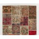 Handmade Patchwork Rug Made from Vintage Turkish Village Carpets