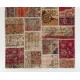Handmade Patchwork Rug Made from Vintage Turkish Village Carpets