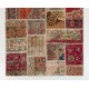 Handmade Patchwork Rug Made from Vintage Turkish Village Carpets