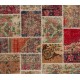 Handmade Patchwork Rug Made from Vintage Turkish Village Carpets