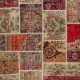 Vintage Red and Beige Patchwork Rug | Hand-Knotted Turkish Village Carpet for Living Room and Bedroom Vintage Red and Beige Patchwork Rug | Hand-Knotted Turkish Village Carpet for Living Room and Bedroom