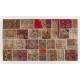 Handmade Patchwork Rug Made from Vintage Turkish Village Carpets