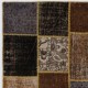 Vintage Brown, Black, Beige and Gray Patchwork Rug | Hand-Knotted Overdyed Turkish Wool Carpet for Living Room Vintage Brown, Black, Beige and Gray Patchwork Rug | Hand-Knotted Overdyed Turkish Wool Carpet for Living Room