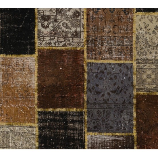 Handmade Patchwork Rug Made from Over-Dyed Vintage Carpets, CUSTOM OPTIONS Av.