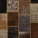 Vintage Brown, Black, Beige and Gray Patchwork Rug | Hand-Knotted Overdyed Turkish Wool Carpet for Living Room Vintage Brown, Black, Beige and Gray Patchwork Rug | Hand-Knotted Overdyed Turkish Wool Carpet for Living Room