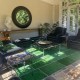 Modern Handmade Patchwork Rug in Shades of Green. Contemporary Turkish Wool and Cotton Carpet