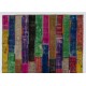 Colorful Handmade Patchwork Rug Made from Over-Dyed Vintage Carpets