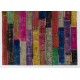 Colorful Handmade Patchwork Rug Made from Over-Dyed Vintage Carpets