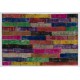 Colorful Handmade Patchwork Rug Made from Over-Dyed Vintage Carpets Colorful Handmade Patchwork Rug Made from Over-Dyed Vintage Carpets