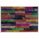 Colorful Handmade Patchwork Rug Made from Over-Dyed Vintage Carpets