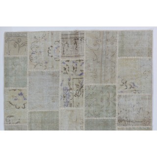 Handmade Patchwork Rug in Muted Colors, Traditional Turkish Wool Carpet for Country Homes, Rustic, Modern Interiors Handmade Patchwork Rug in Muted Colors, Traditional Turkish Wool Carpet for Country Homes, Rustic, Modern Interiors