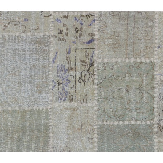 Handmade Patchwork Rug in Muted Colors, Traditional Turkish Wool Carpet for Country Homes, Rustic, Modern Interiors Handmade Patchwork Rug in Muted Colors, Traditional Turkish Wool Carpet for Country Homes, Rustic, Modern Interiors