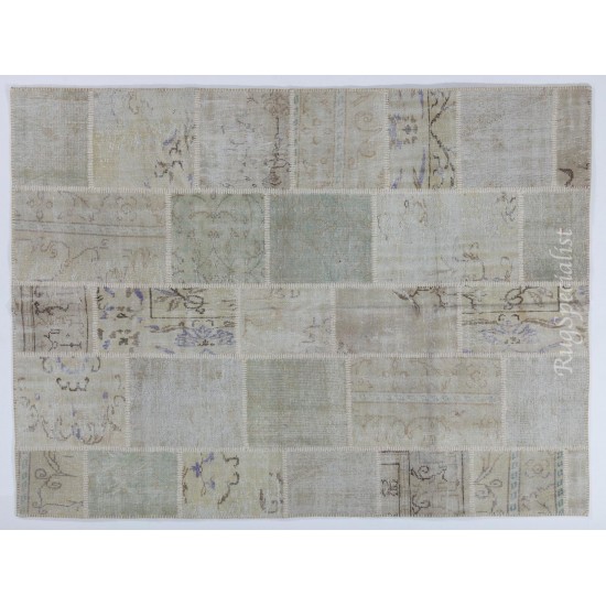 Handmade Patchwork Rug in Muted Colors, Traditional Turkish Wool Carpet for Country Homes, Rustic, Modern Interiors Handmade Patchwork Rug in Muted Colors, Traditional Turkish Wool Carpet for Country Homes, Rustic, Modern Interiors