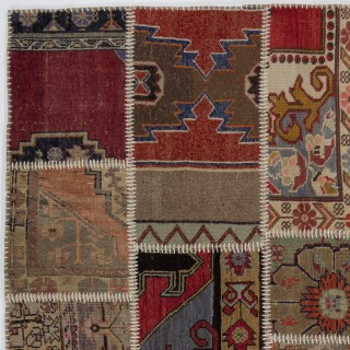 Handmade Patchwork Rug | Decorative Vintage Turkish Carpet Handmade Patchwork Rug | Decorative Vintage Turkish Carpet