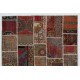 Handmade Patchwork Rug, Authentic Vintage Turkish Carpet