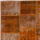 Vintage Orange Wool Patchwork Rug | Hand-Knotted Turkish Distressed Carpet for Living Room, Bedroom and Dining Room Vintage Orange Wool Patchwork Rug | Hand-Knotted Turkish Distressed Carpet for Living Room, Bedroom and Dining Room